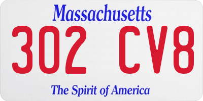 MA license plate 302CV8
