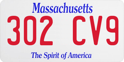 MA license plate 302CV9