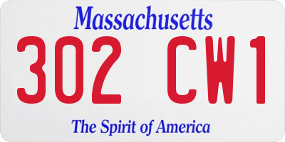 MA license plate 302CW1