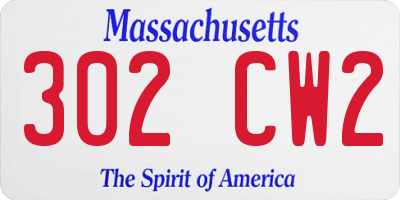 MA license plate 302CW2