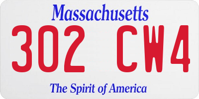 MA license plate 302CW4