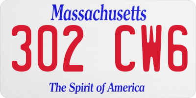 MA license plate 302CW6