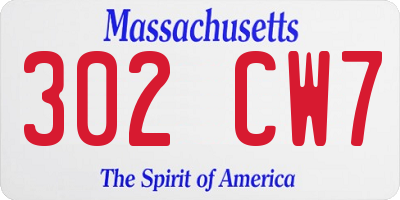 MA license plate 302CW7