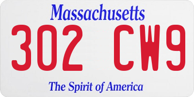 MA license plate 302CW9
