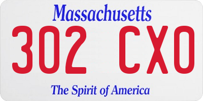 MA license plate 302CX0