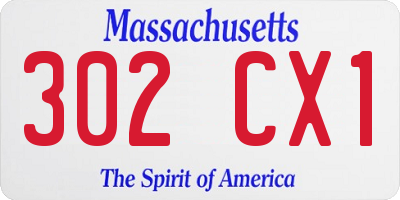 MA license plate 302CX1