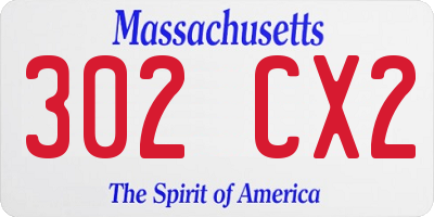 MA license plate 302CX2