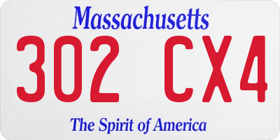 MA license plate 302CX4