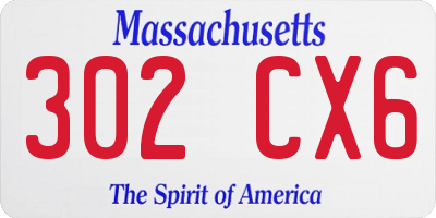 MA license plate 302CX6