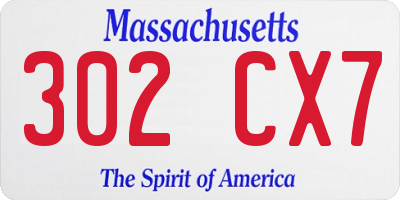 MA license plate 302CX7