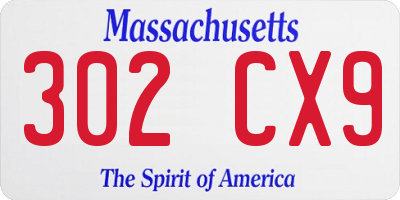 MA license plate 302CX9