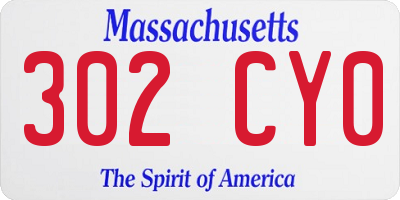 MA license plate 302CY0