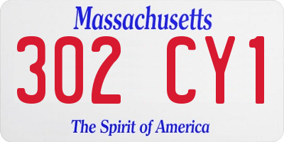 MA license plate 302CY1