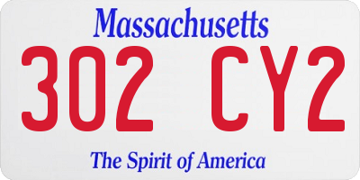 MA license plate 302CY2