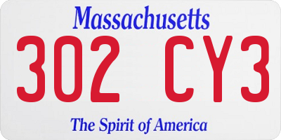 MA license plate 302CY3