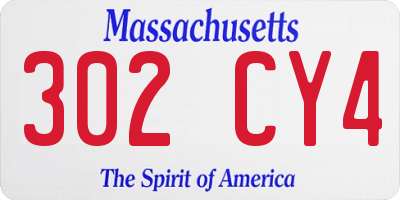 MA license plate 302CY4