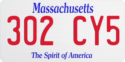 MA license plate 302CY5