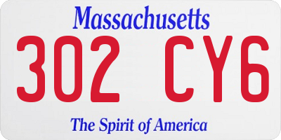 MA license plate 302CY6