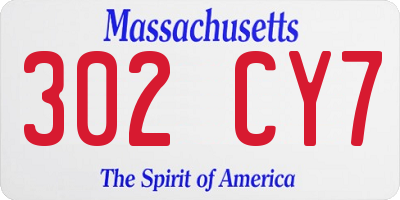 MA license plate 302CY7