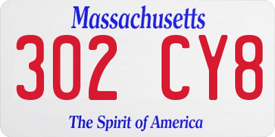 MA license plate 302CY8
