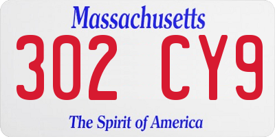 MA license plate 302CY9