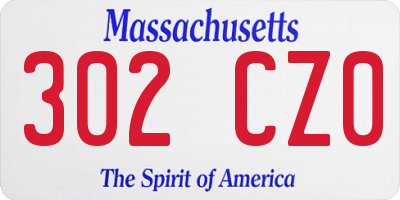 MA license plate 302CZ0