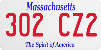 MA license plate 302CZ2