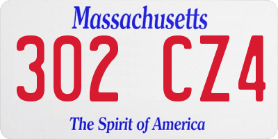 MA license plate 302CZ4