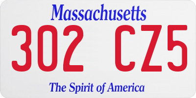 MA license plate 302CZ5