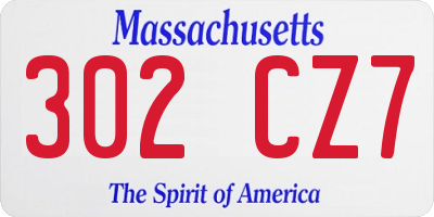 MA license plate 302CZ7