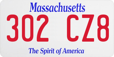 MA license plate 302CZ8