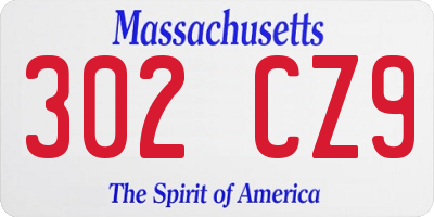 MA license plate 302CZ9