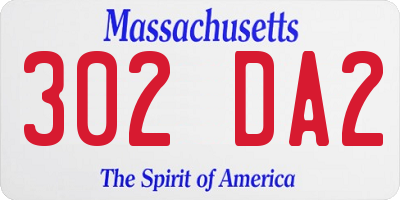 MA license plate 302DA2