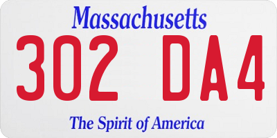 MA license plate 302DA4