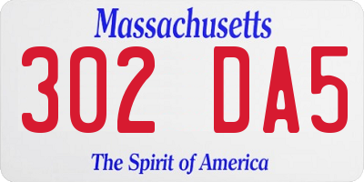 MA license plate 302DA5