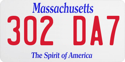 MA license plate 302DA7