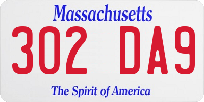 MA license plate 302DA9
