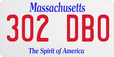 MA license plate 302DB0