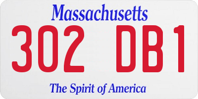 MA license plate 302DB1