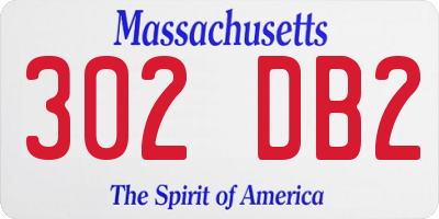 MA license plate 302DB2