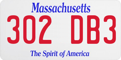 MA license plate 302DB3