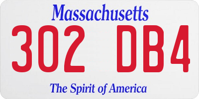 MA license plate 302DB4