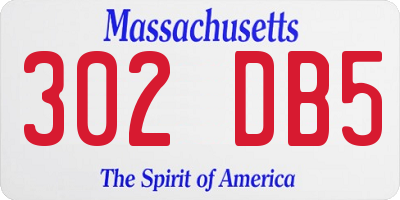 MA license plate 302DB5
