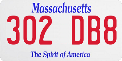 MA license plate 302DB8