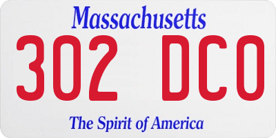 MA license plate 302DC0