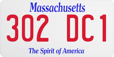 MA license plate 302DC1