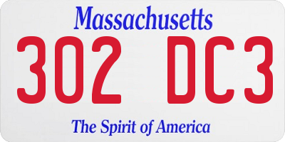 MA license plate 302DC3