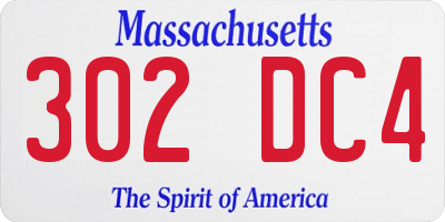 MA license plate 302DC4