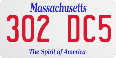 MA license plate 302DC5