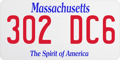 MA license plate 302DC6